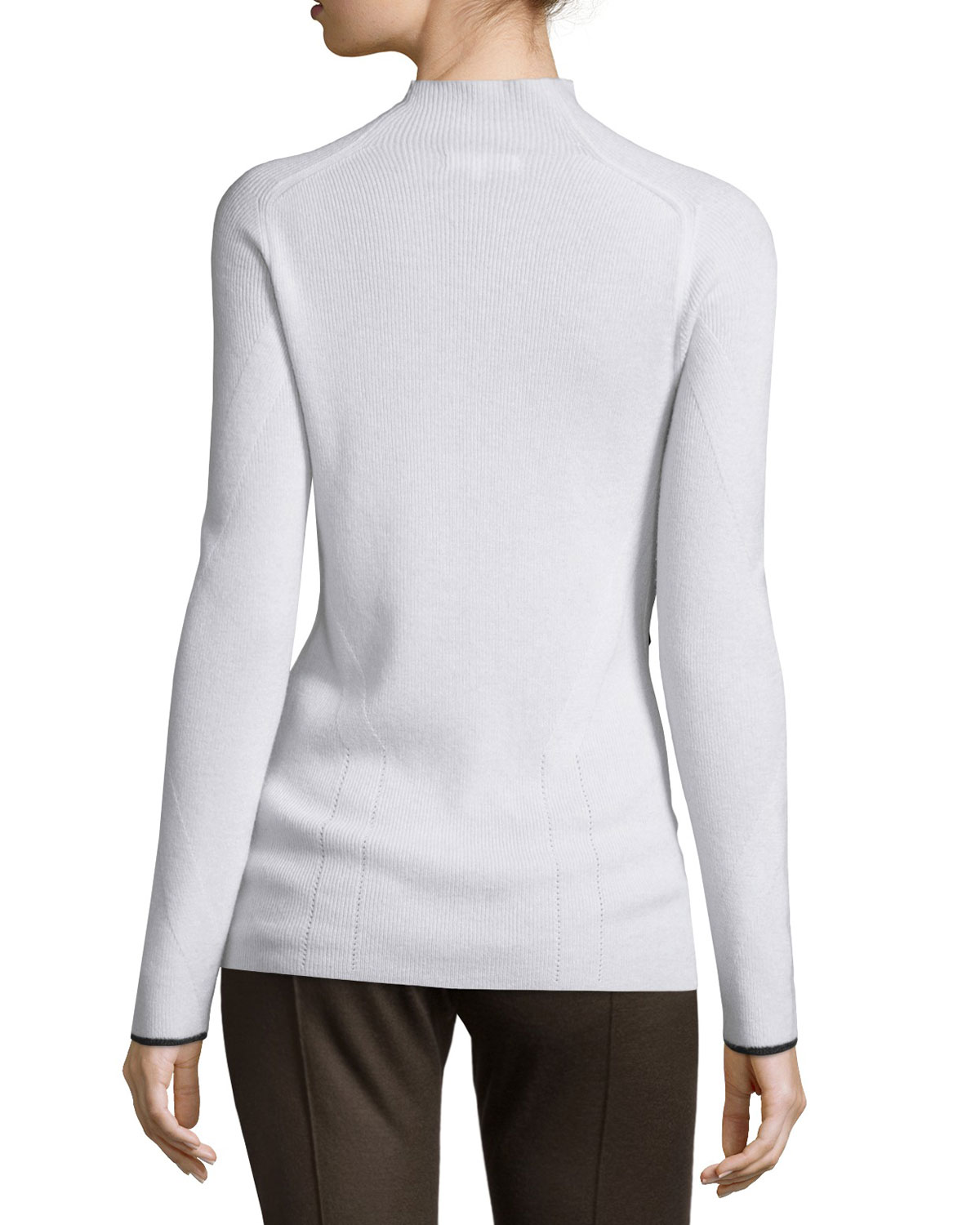 Natasha Ribbed Cashmere Sweater, Ivory