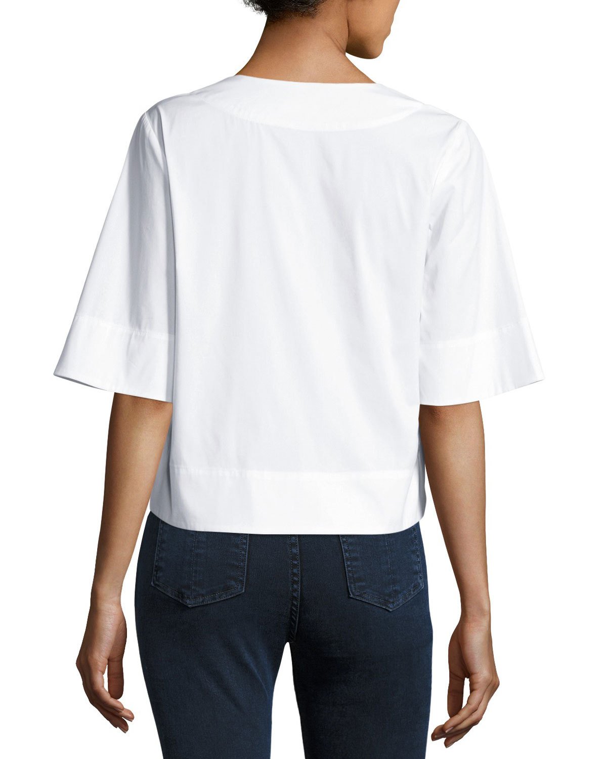 Virginia Cropped Stretch Poplin Top, White