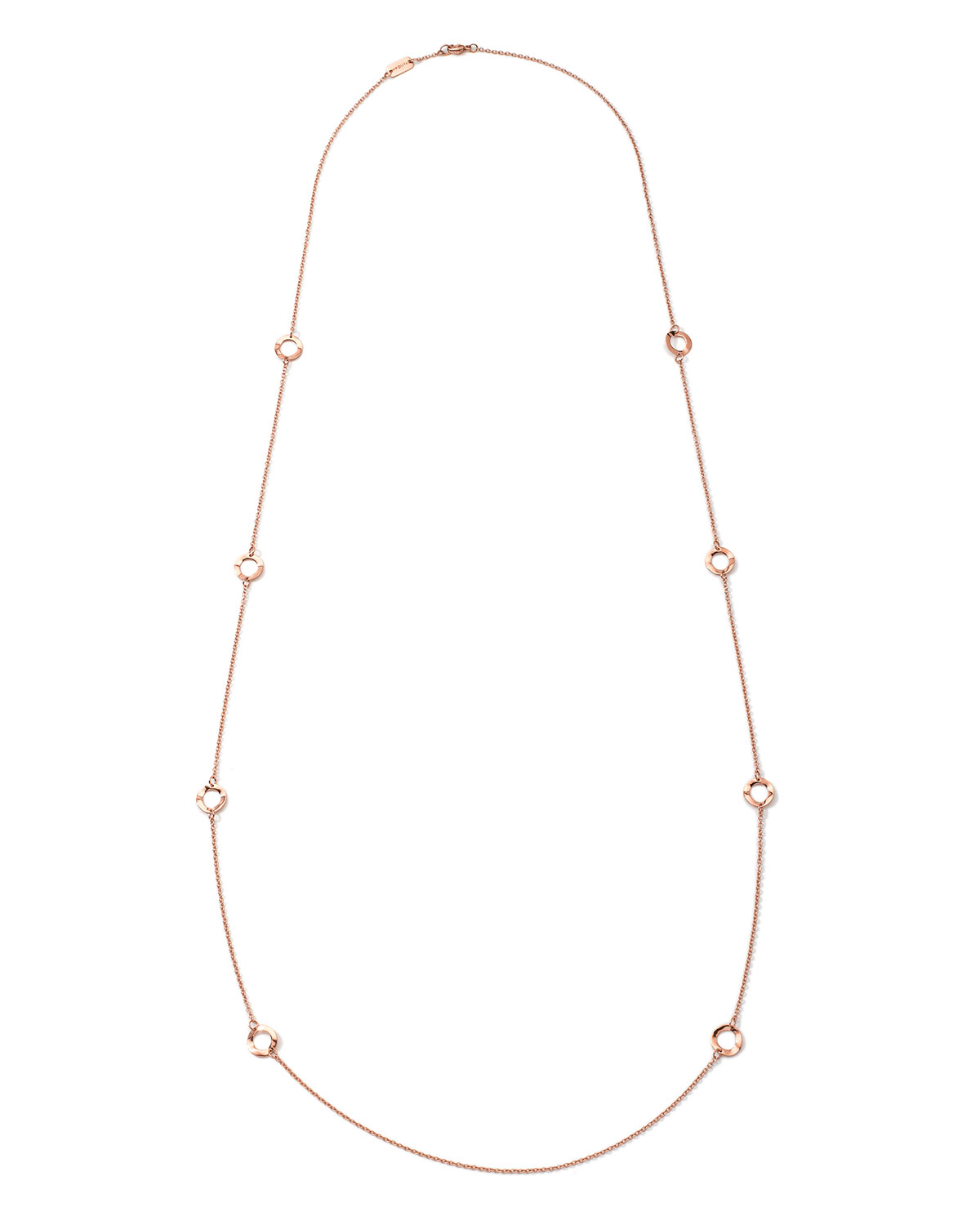 18K Rose Gold Glamazon Mini Wavy Circle Necklace, 40"