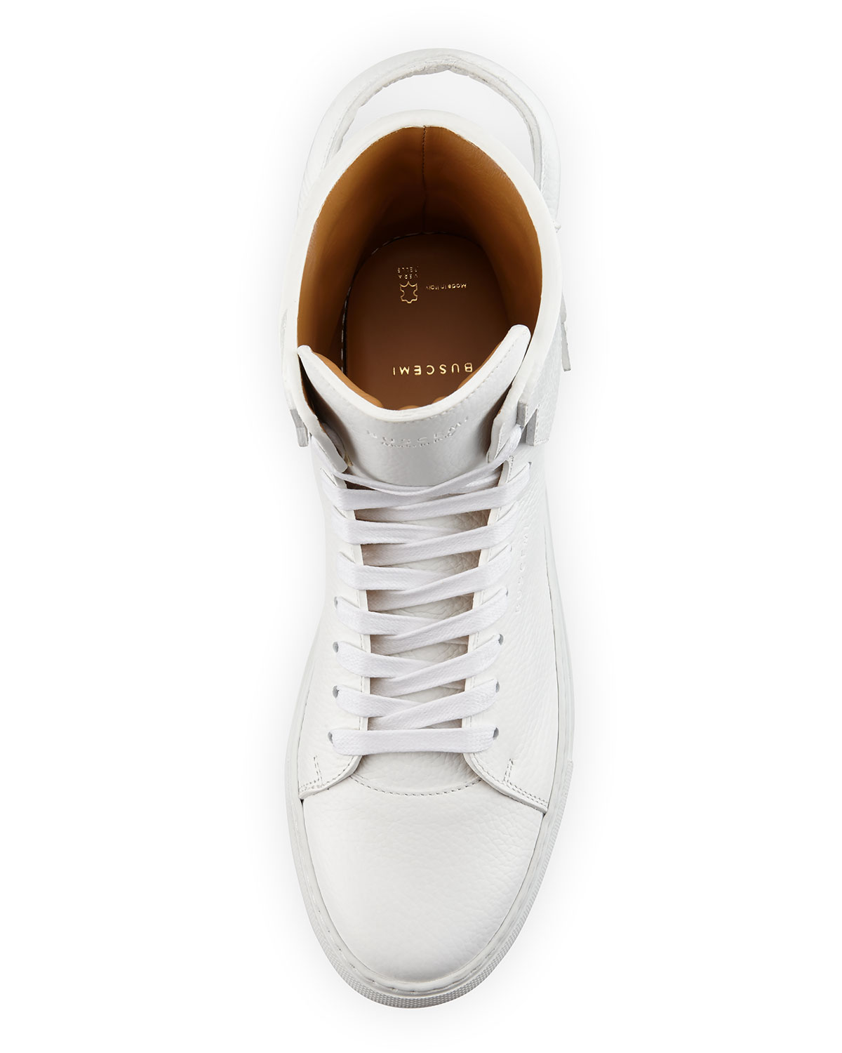 125mm High-Top Leather Sneaker with Padlock, White