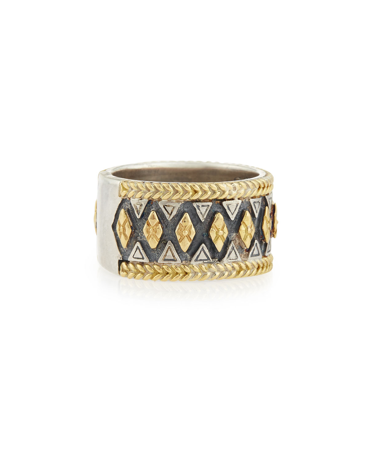 Wide 18K Gold & Sterling Silver Ring