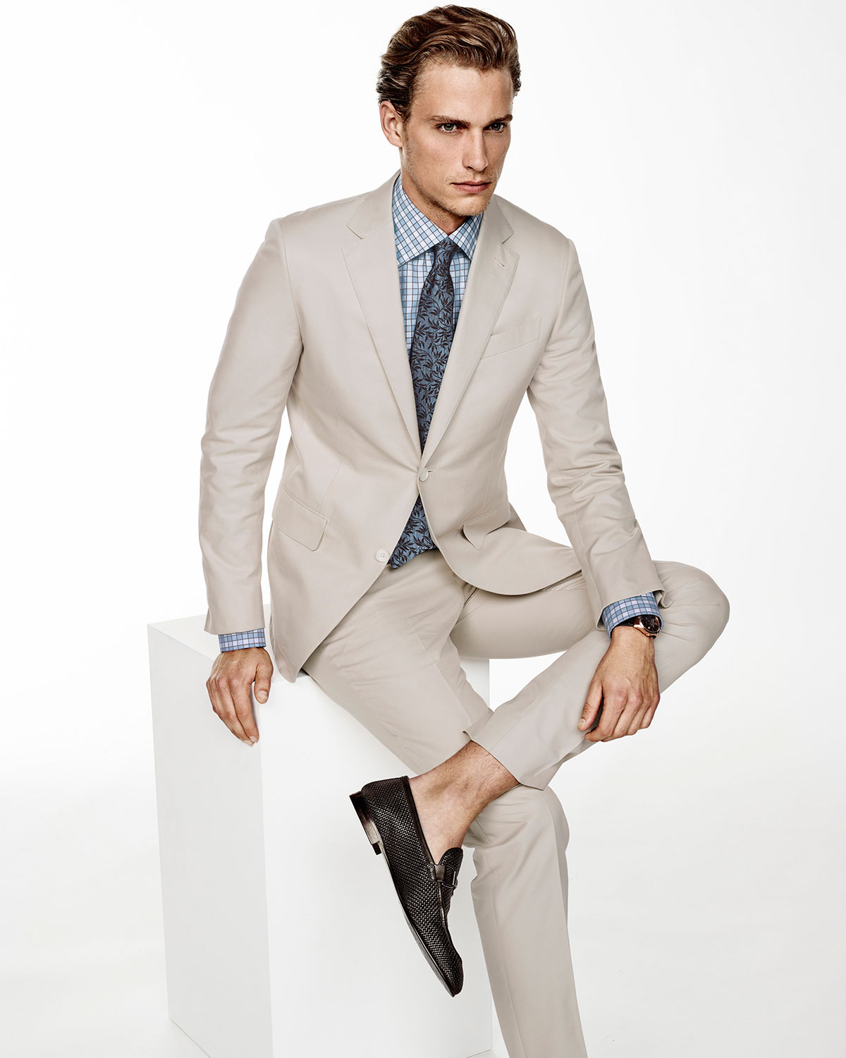 Two-Piece Cotton Suit, Beige