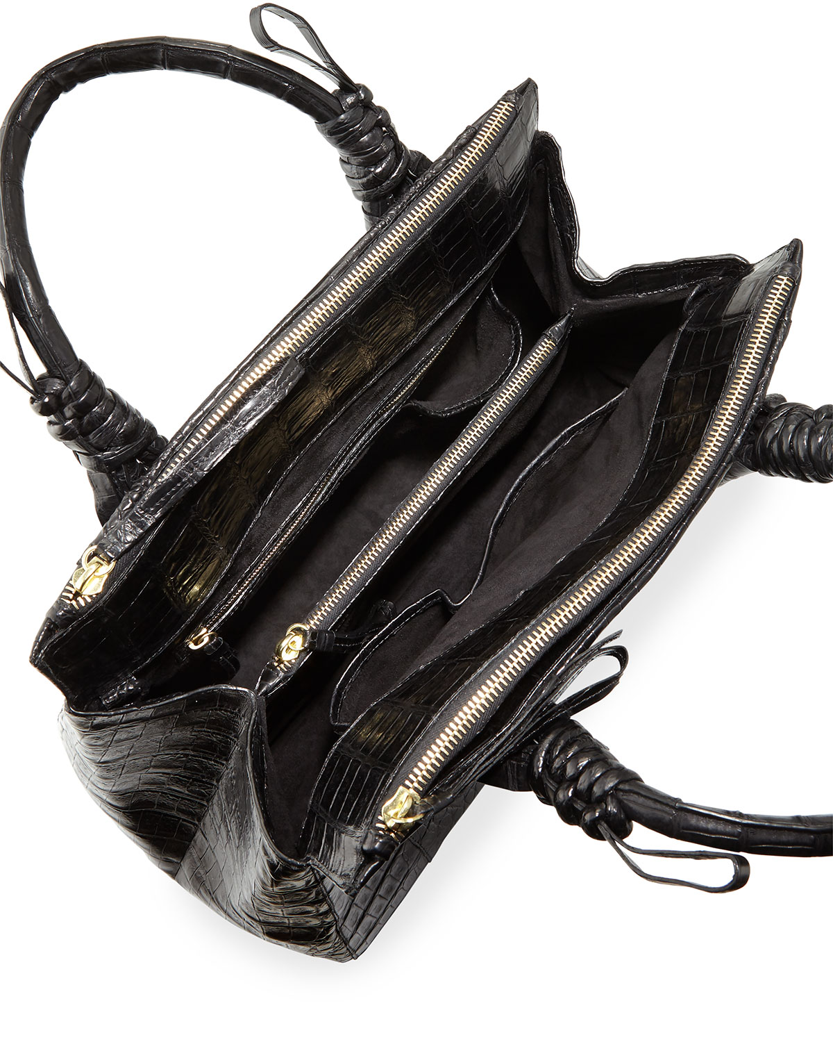 Medium Knots Crocodile Top-Handle Bag