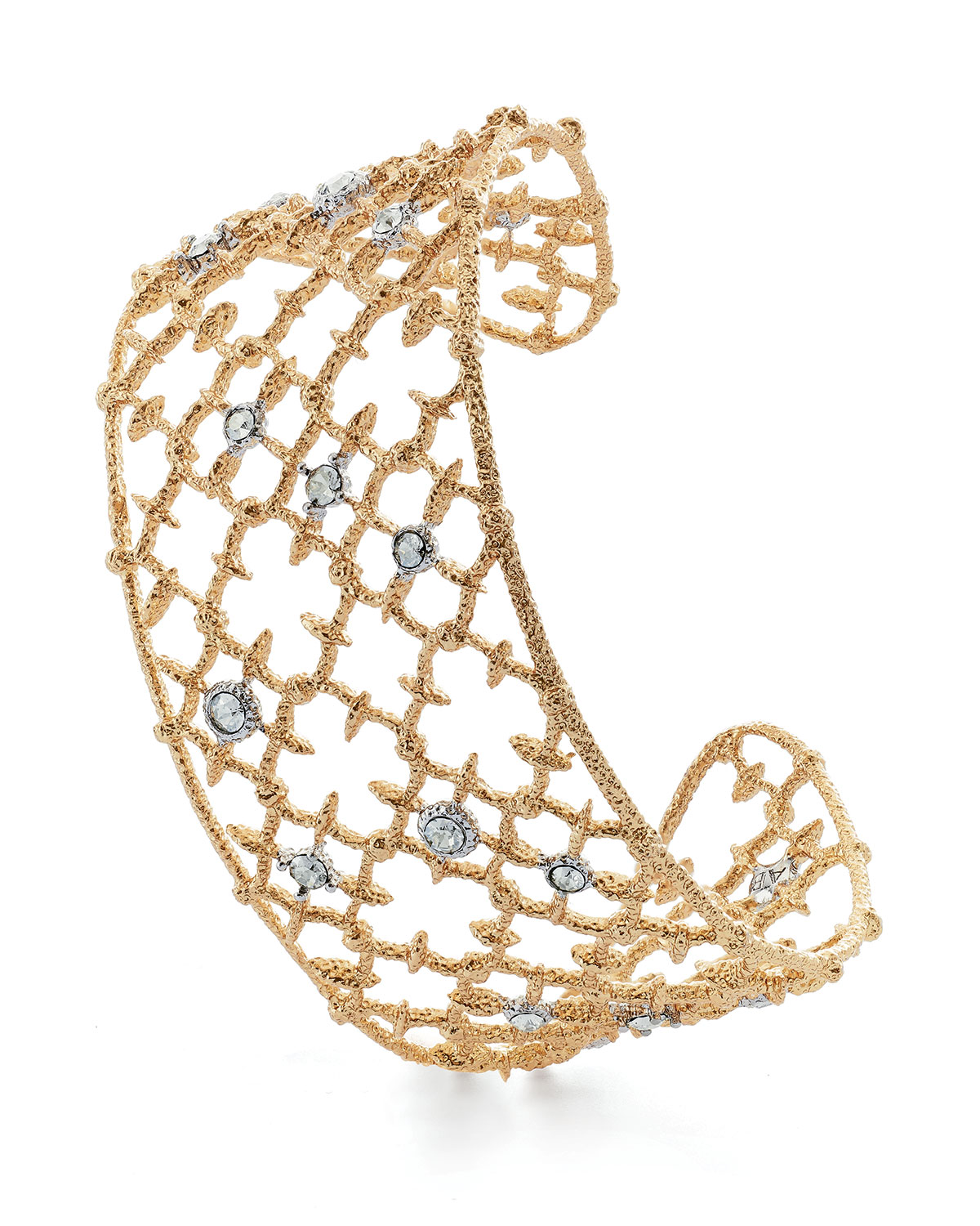 Crystal-Studded Wire-Lace Spur Cuff Bracelet