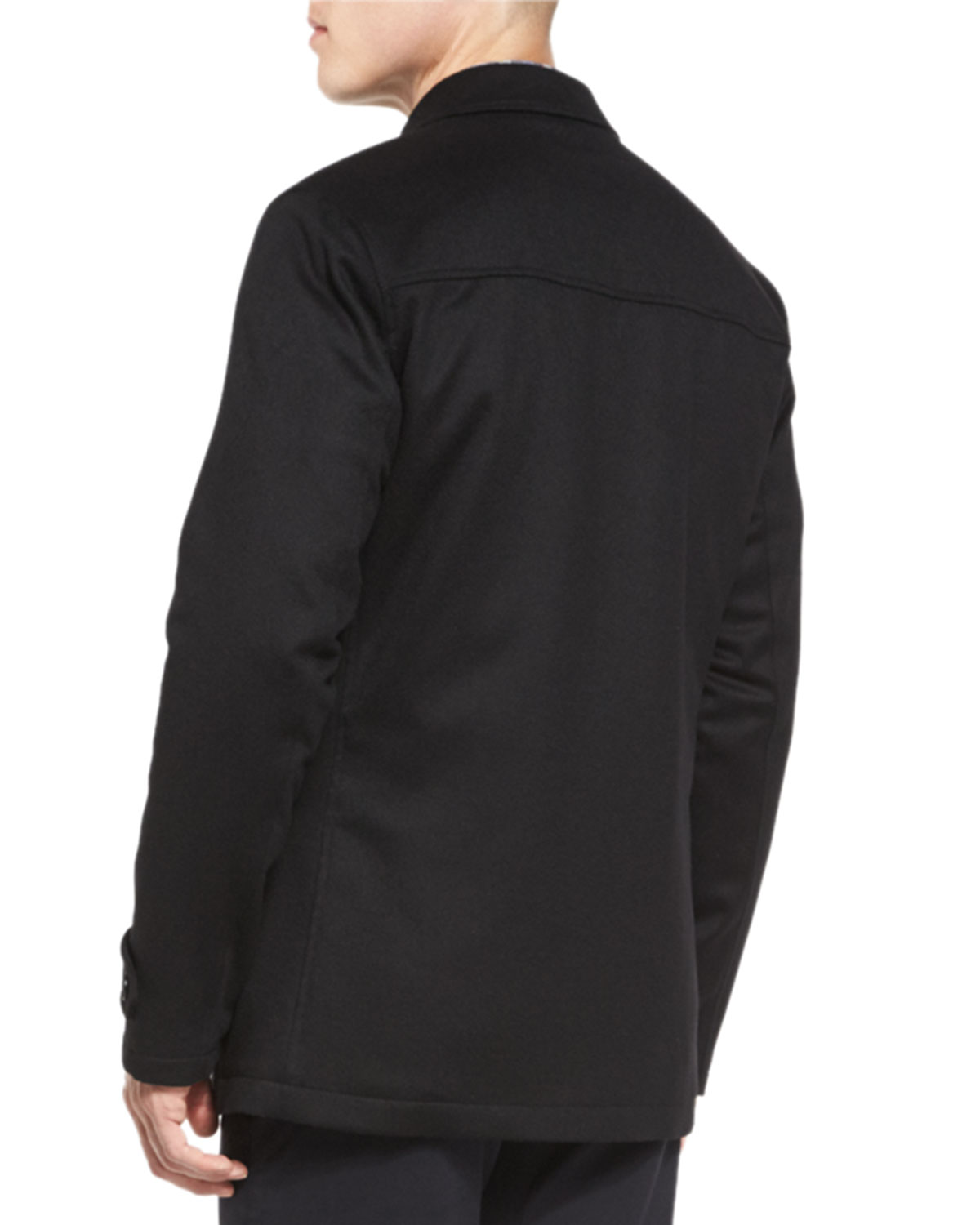 Wool/Cashmere-Blend Car Coat, Black