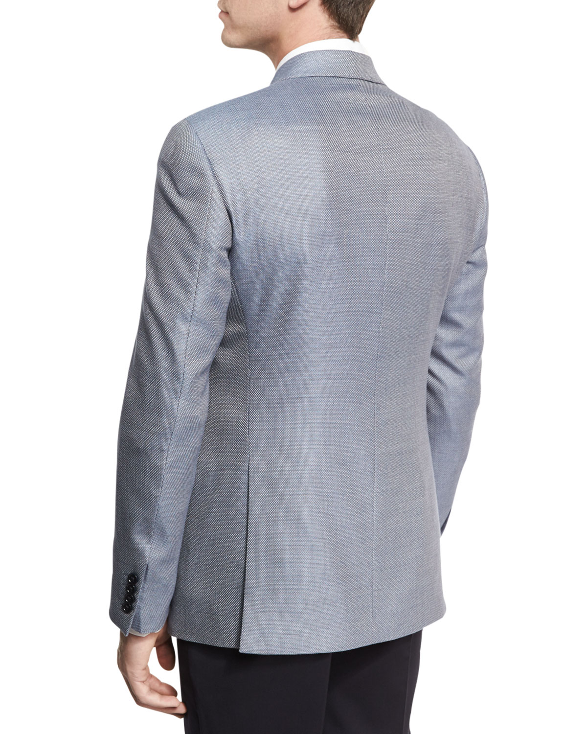 Neat Two-Button Sport Coat, Light Blue/White