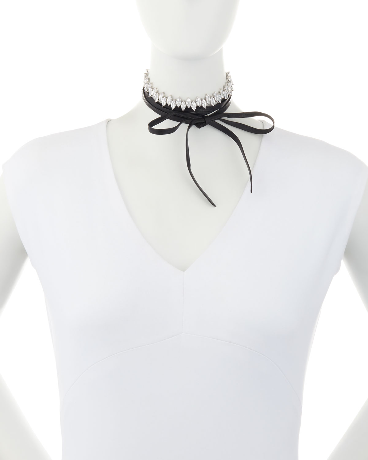 Monarch Leather & Crystal Choker Necklace