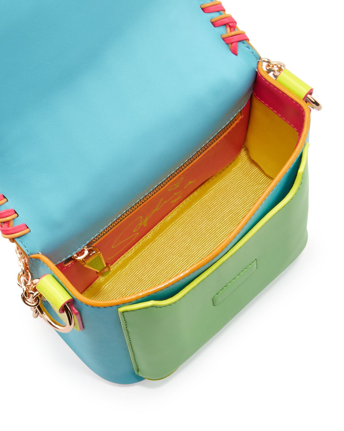 Claudie Colorblock Tassel Crossbody Bag, Aqua