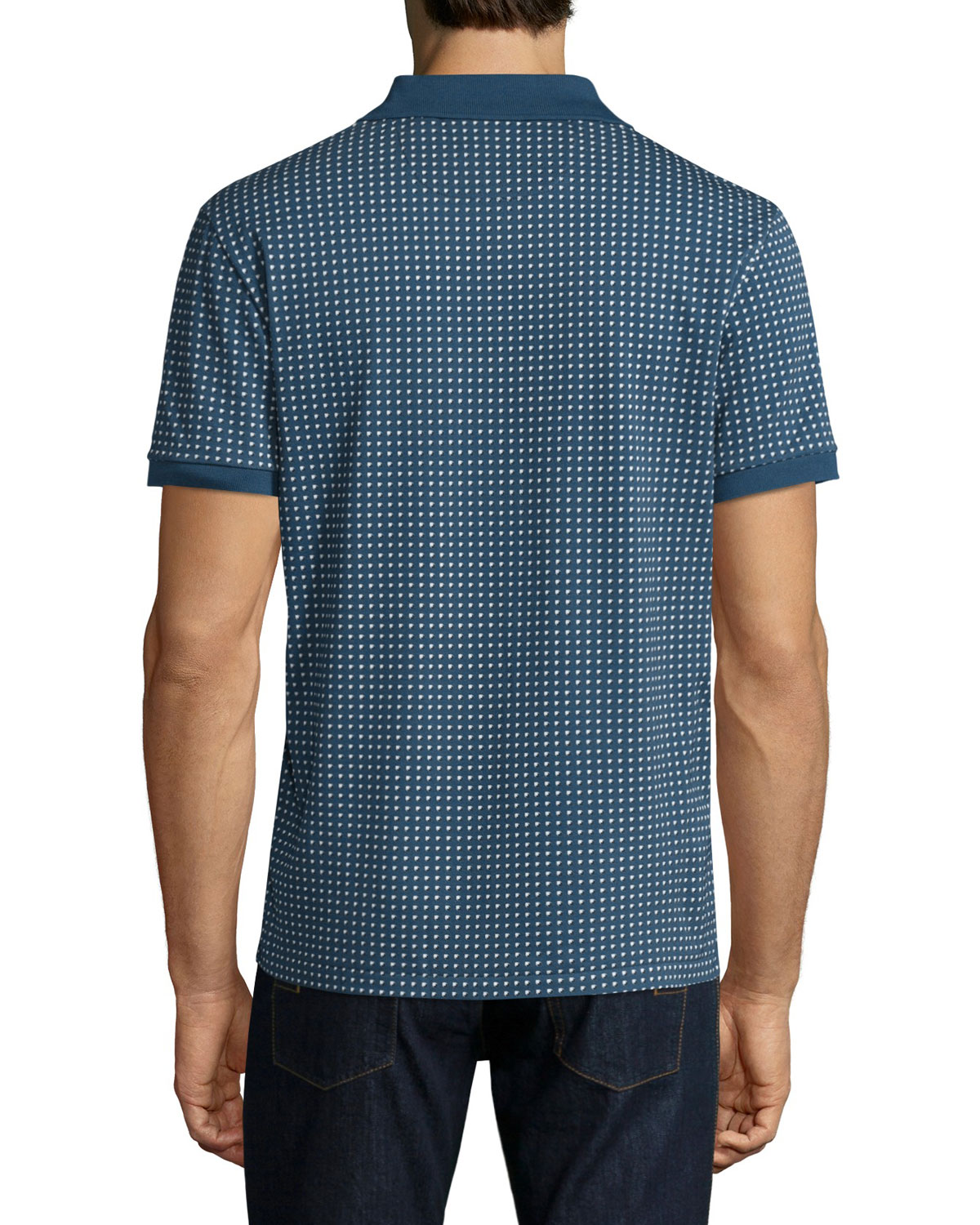 Kinetic Triangle-Pattern Polo Shirt, Philippines Blue