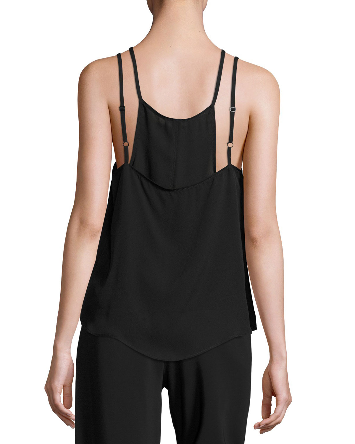 Veron Silk Double-Strap Camisole, Black