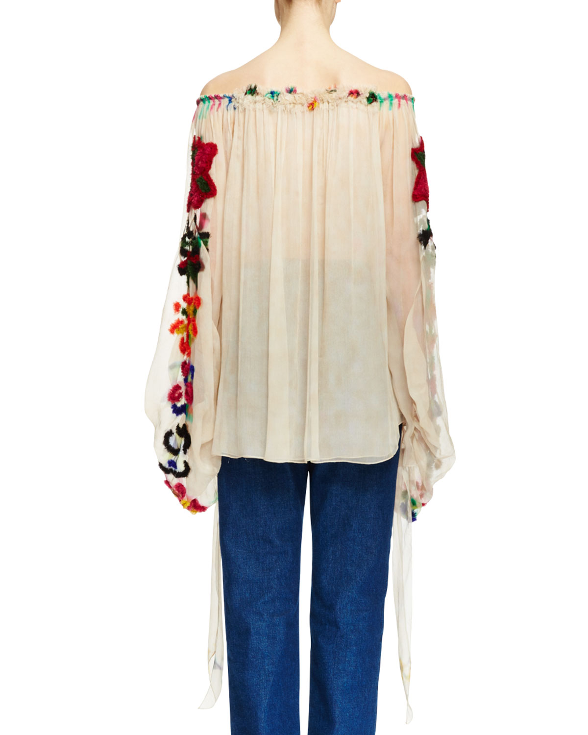 Off-The-Shoulder Embroidered Top, Milk