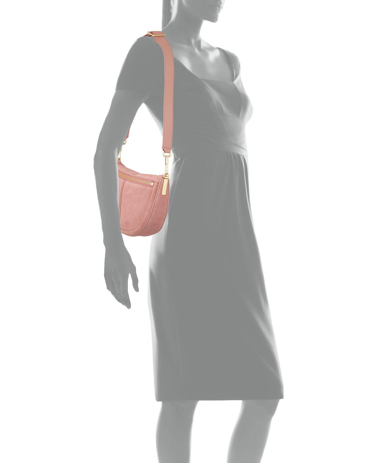 Scott Small Moon Suede Saddle Bag, Rose