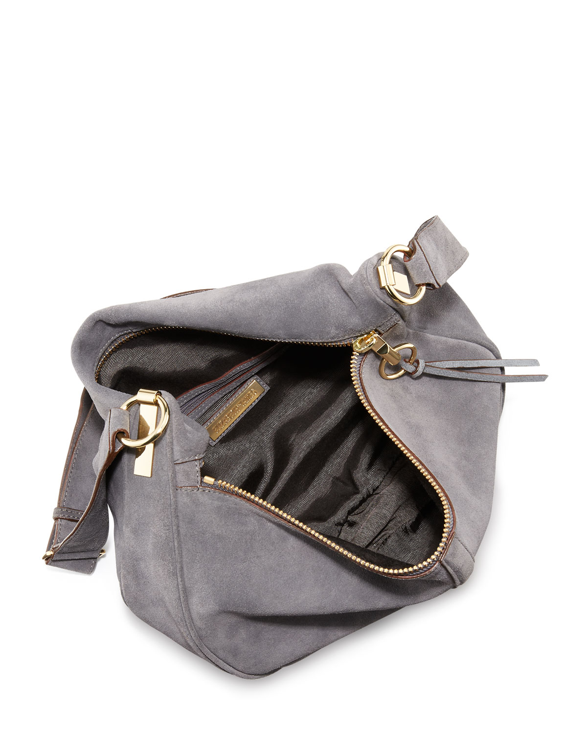 Scott Suede Half-Moon Shoulder Bag, Putty