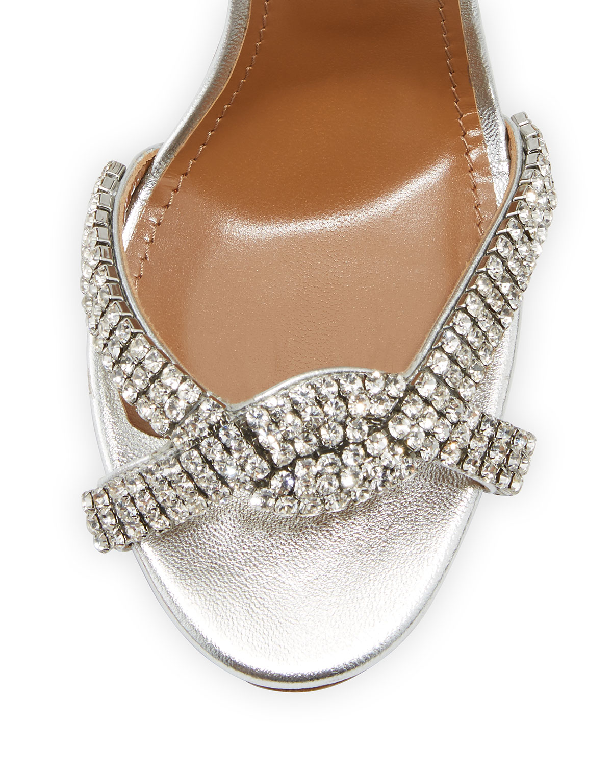 Dazzling Crystal Ankle-Wrap 105mm Sandal, Silver