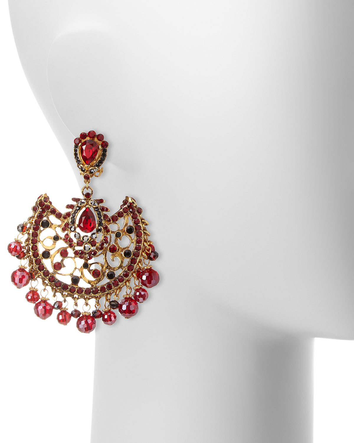 Fan Scroll Chandelier Earrings