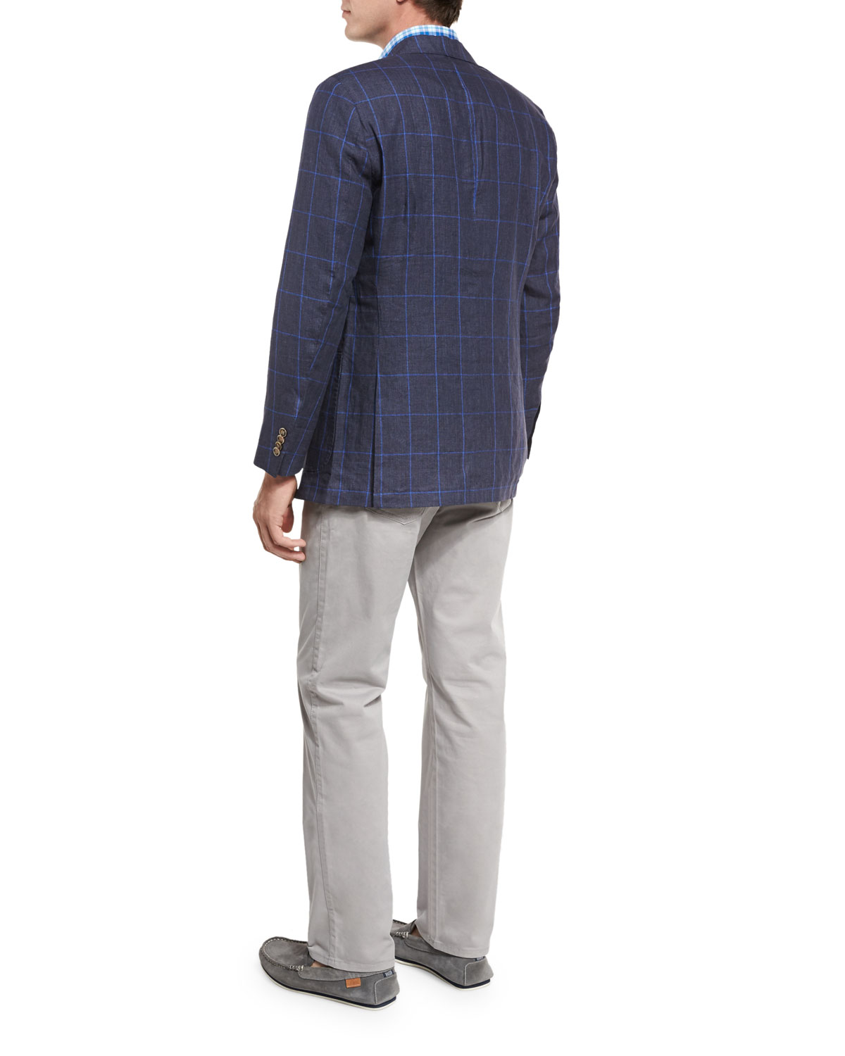 Marina Windowpane-Check Sport Coat, Navy