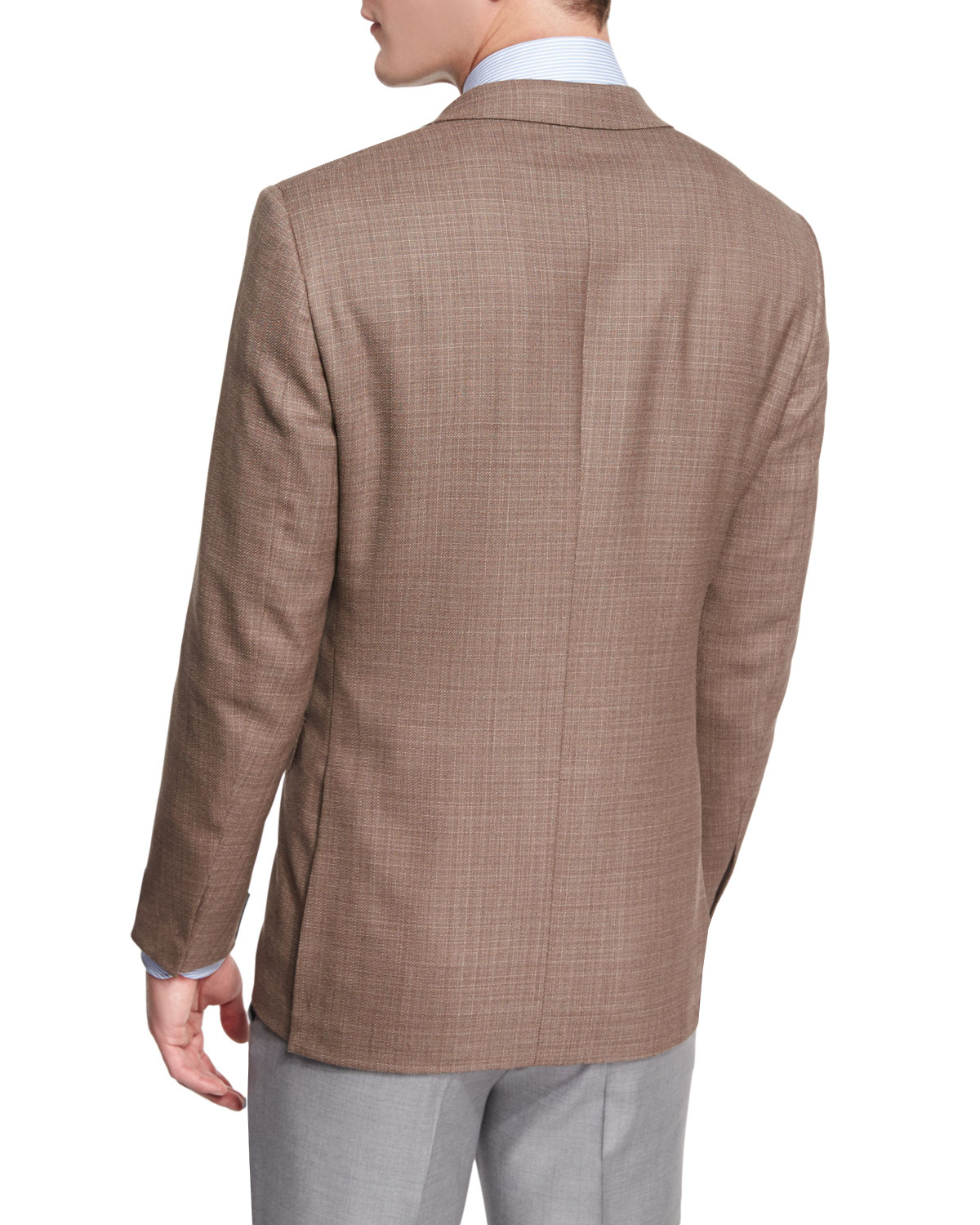 Milano Easy Textured High-Performance Wool Blazer, Khaki