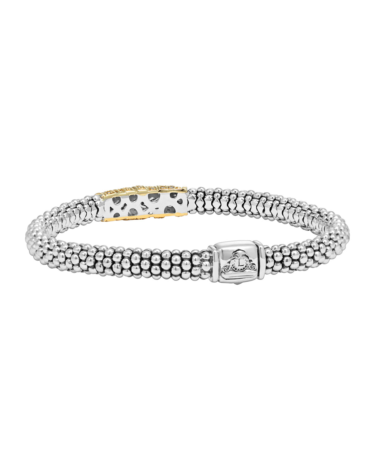 Embrace Silver & 18k Diamond Caviar Bracelet