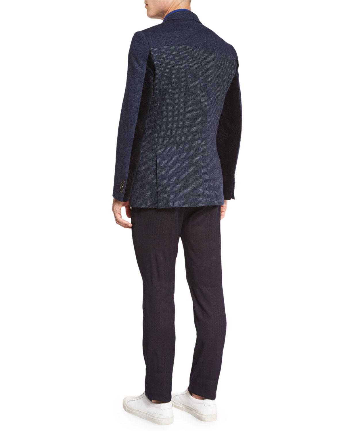 Tonal Patchwork Pants, Navy
