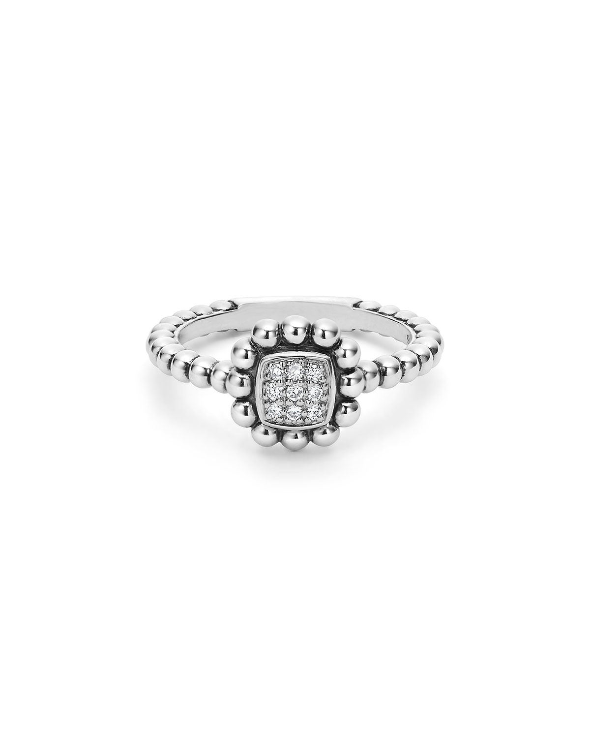 Sterling Silver Caviar Spark Ring with Diamonds, 0.08 tdcw