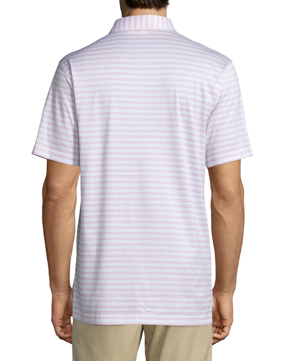 Charley Striped Lisle-Knit Polo Shirt, White