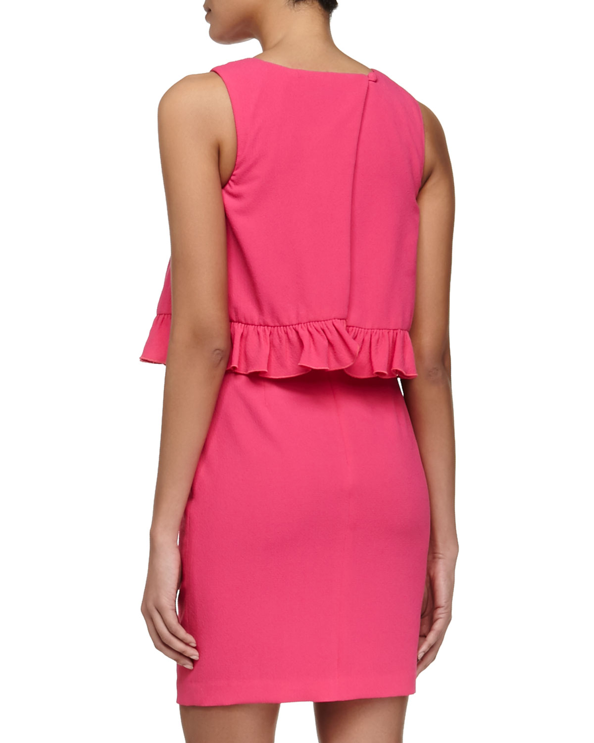 kayleen ruffled combo dress, vivid pink