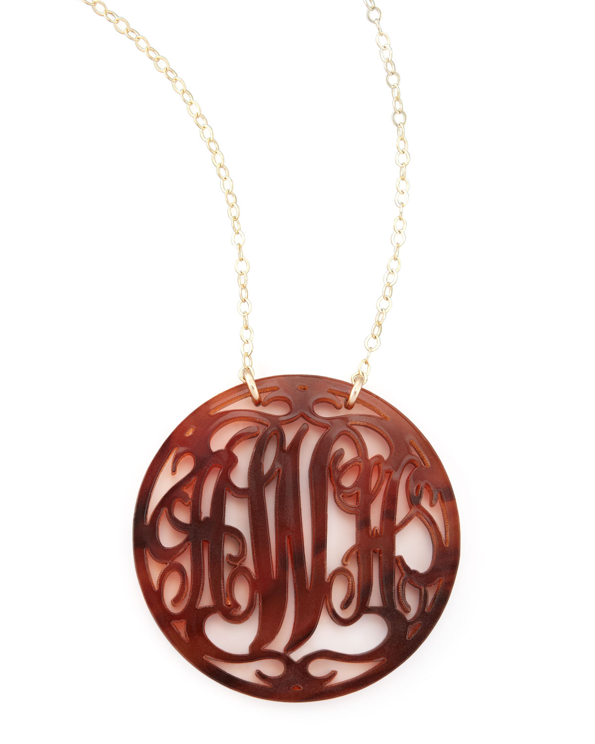 rimmed script necklace