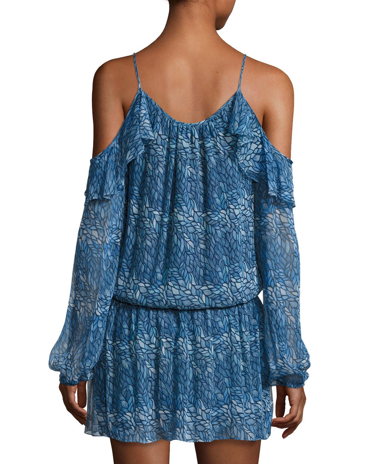 Misti Printed Cold-Shoulder Mini Dress, Blue