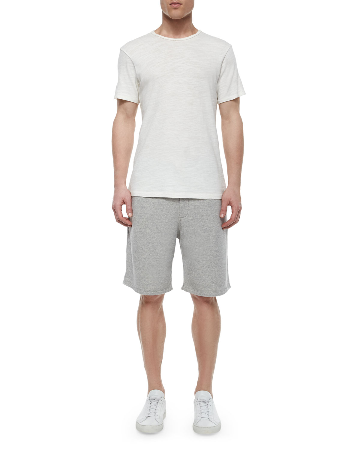 Heather Drawstring Sweat Shorts, Light Gray