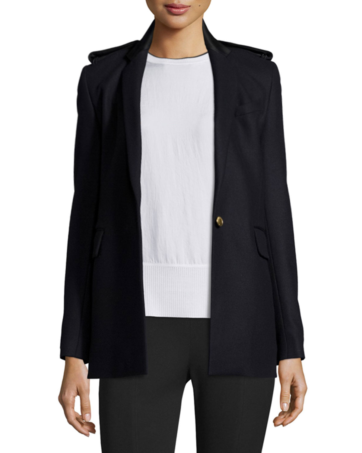 Ashton Single-Button Stretch Blazer, Salute