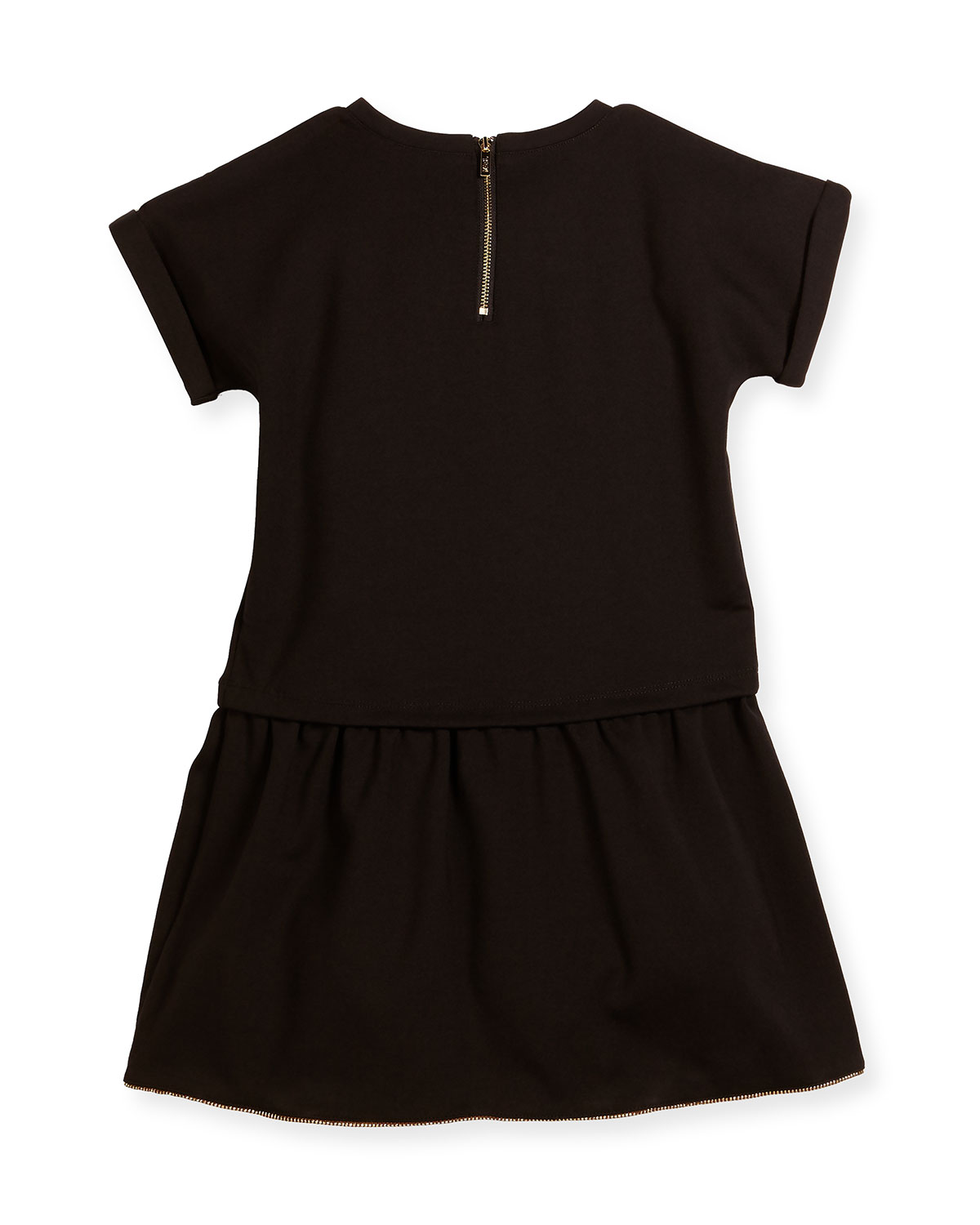 Milano Short-Sleeve Smocked Jersey Dress, Black, Size 6-10