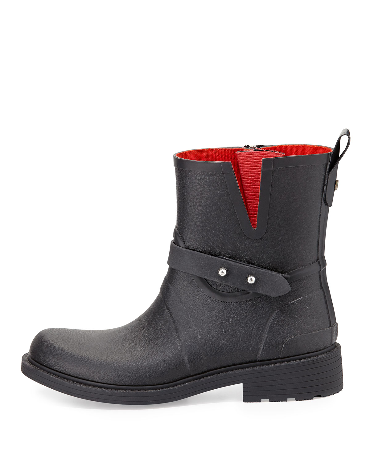 Moto Rubber Rain Boot, Black