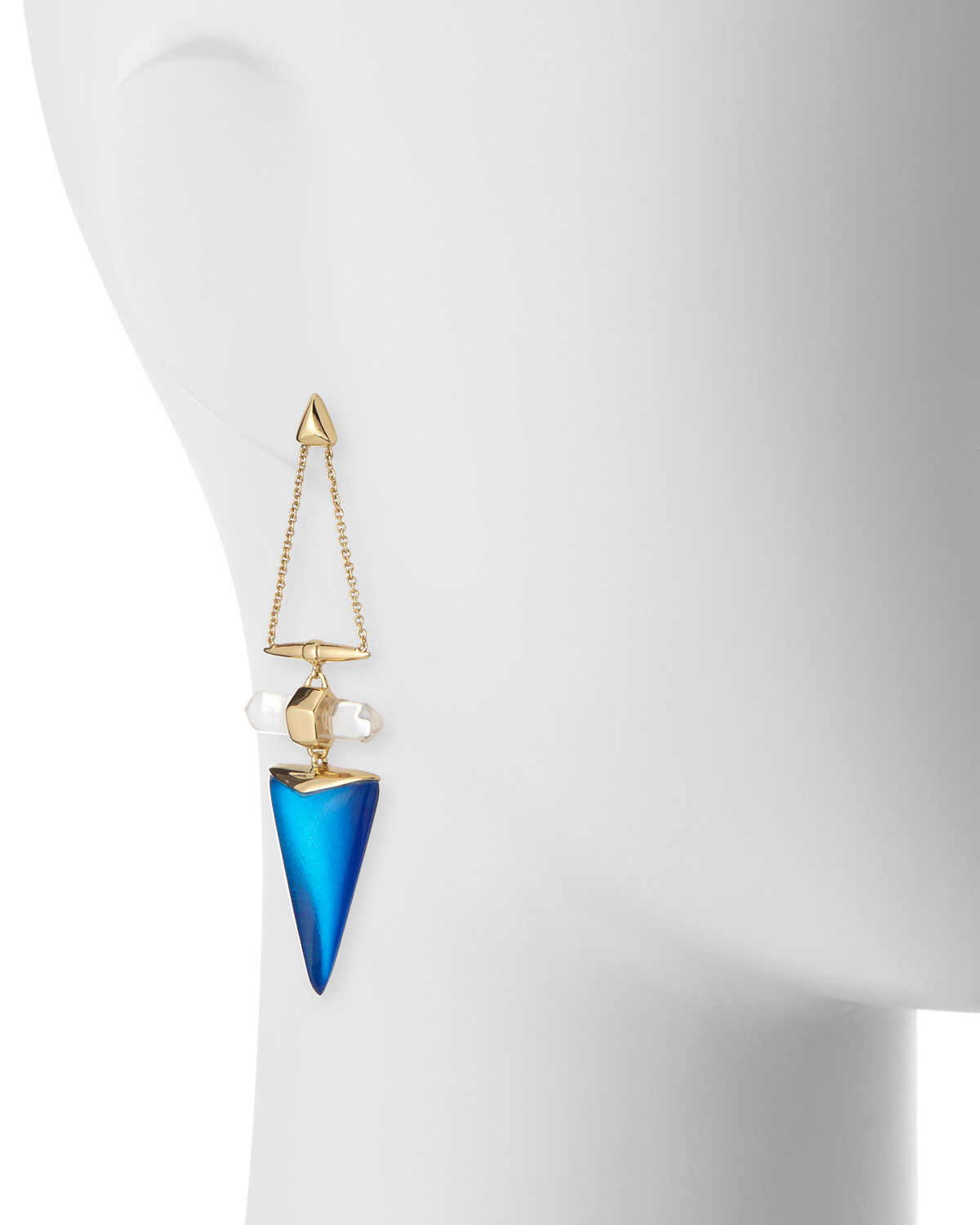 Faceted Rock Crystal Triangle Drop Earrings