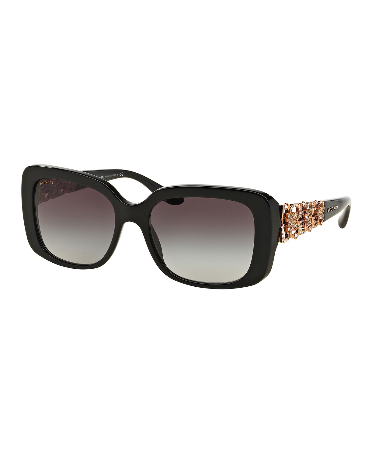 Floral-Rhinestone Square Gradient Sunglasses