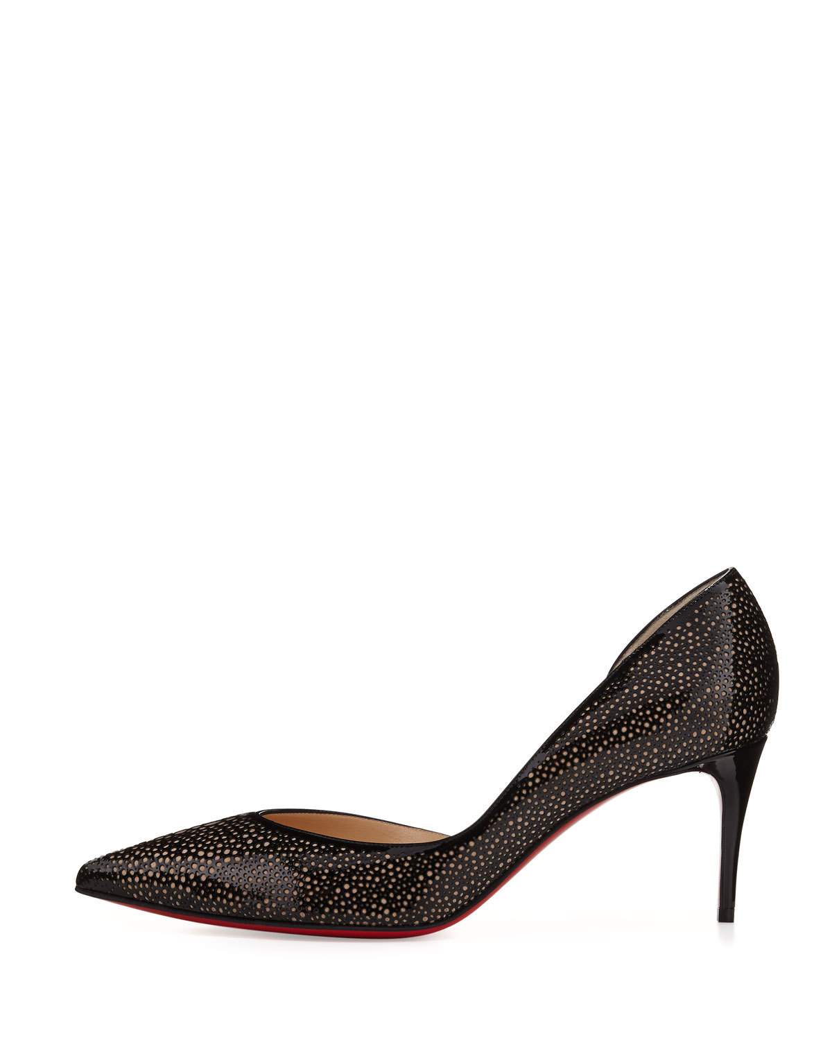Galupump Laser-Cut Red Sole Pump, Black