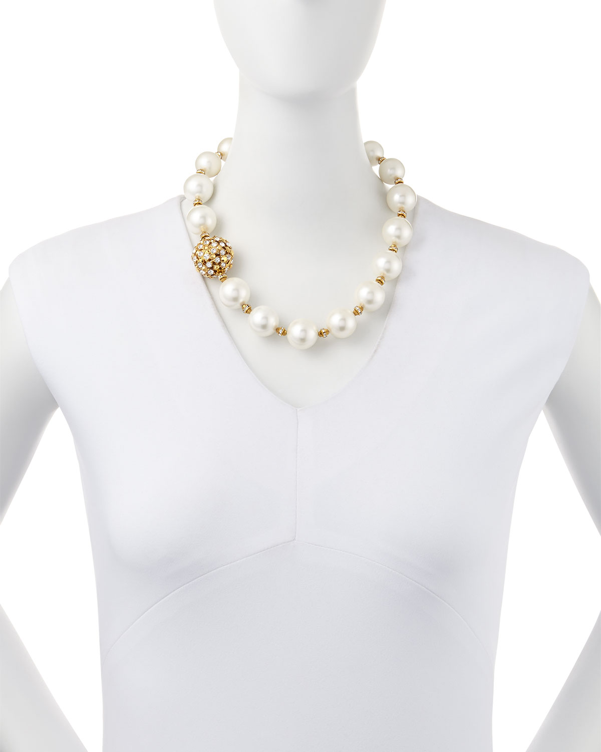 Gold-Plated & Pearl Beaded Necklace