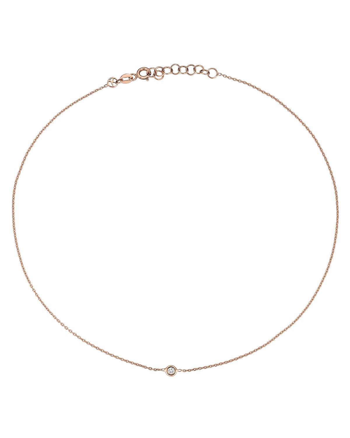 14K Rose Gold Diamond Bezel Necklace