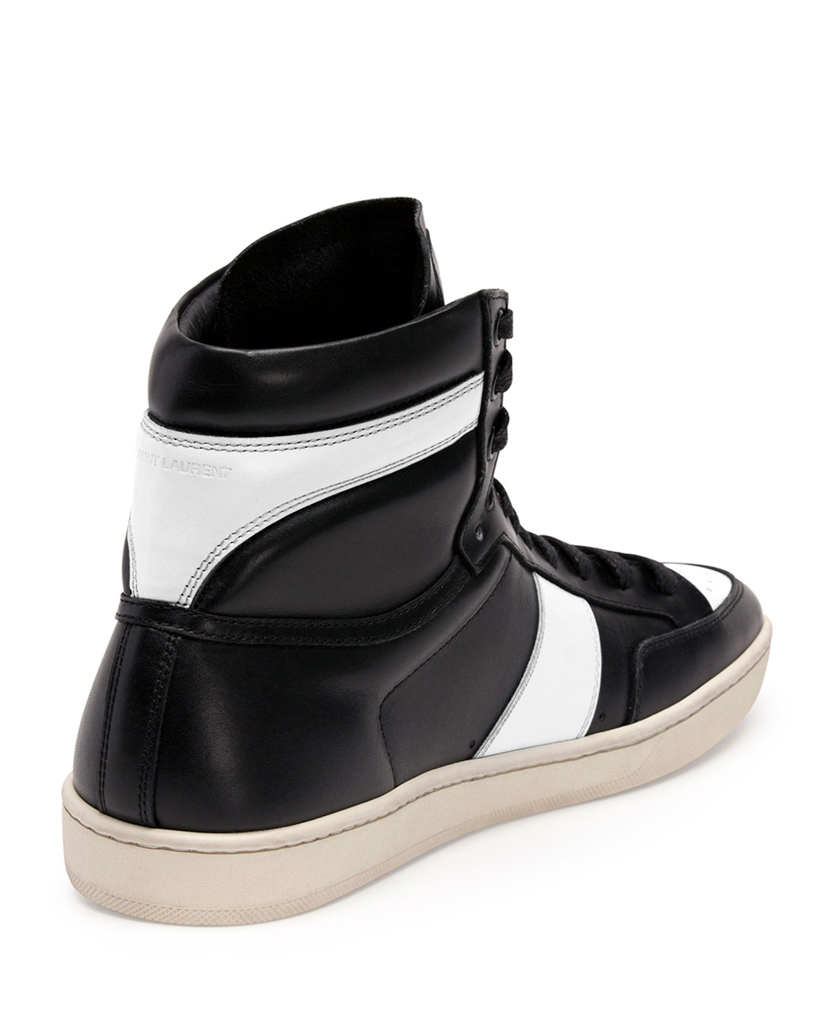 Contrast-Stripe Leather High-Top Sneaker