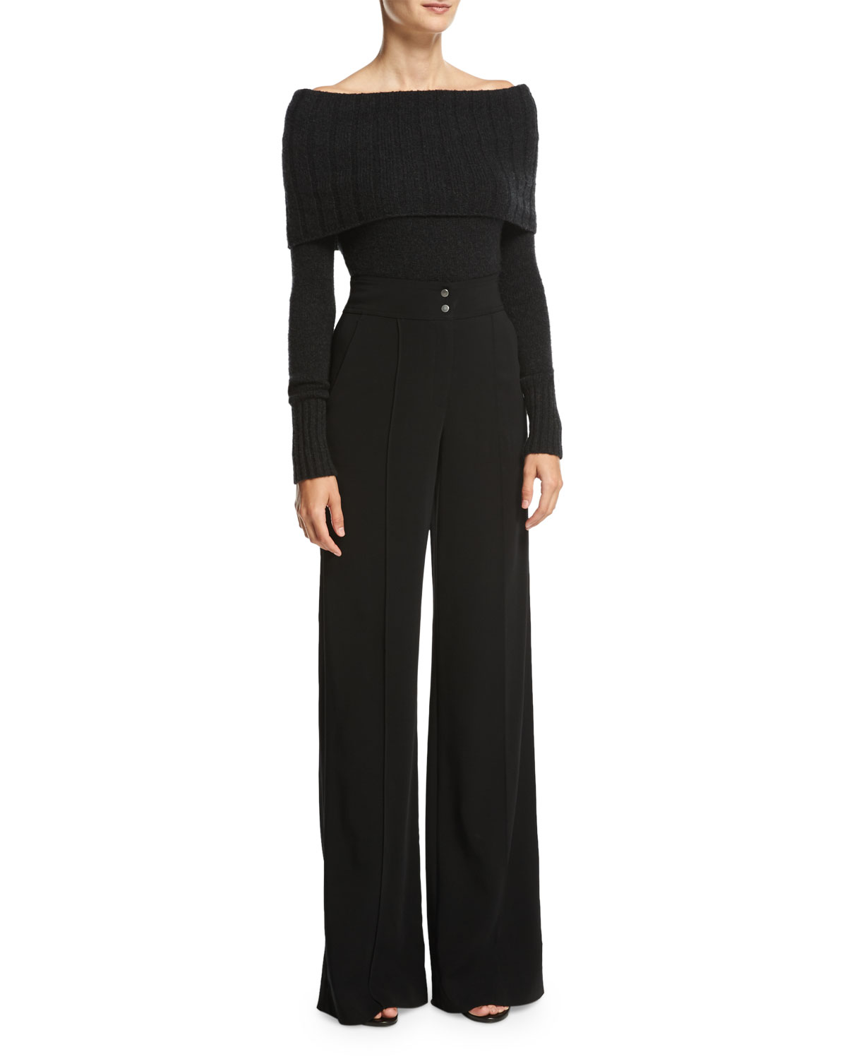 Debra High-Rise Wide-Leg Pants, Black