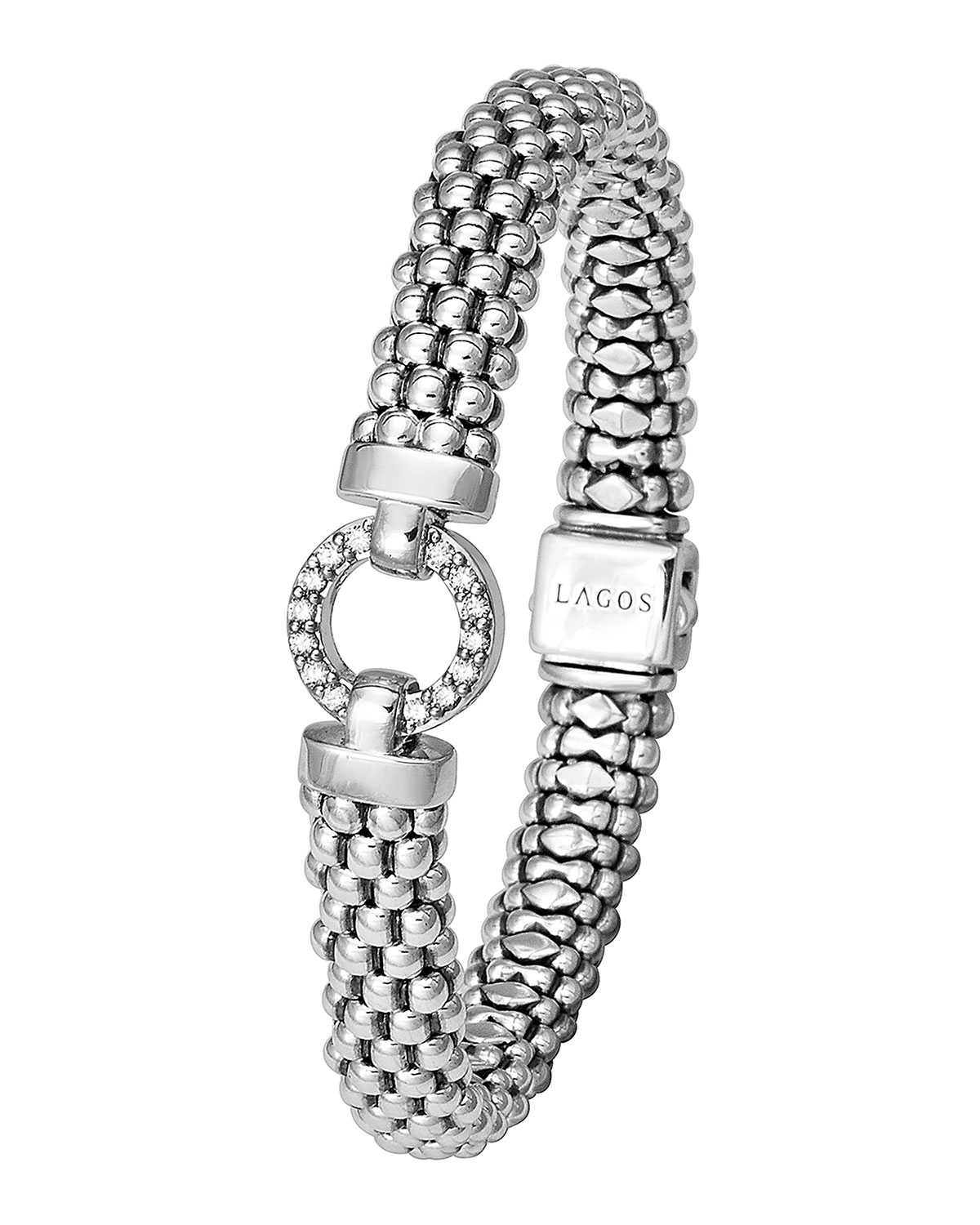 Enso Diamond Caviar Rope Bracelet, 9mm