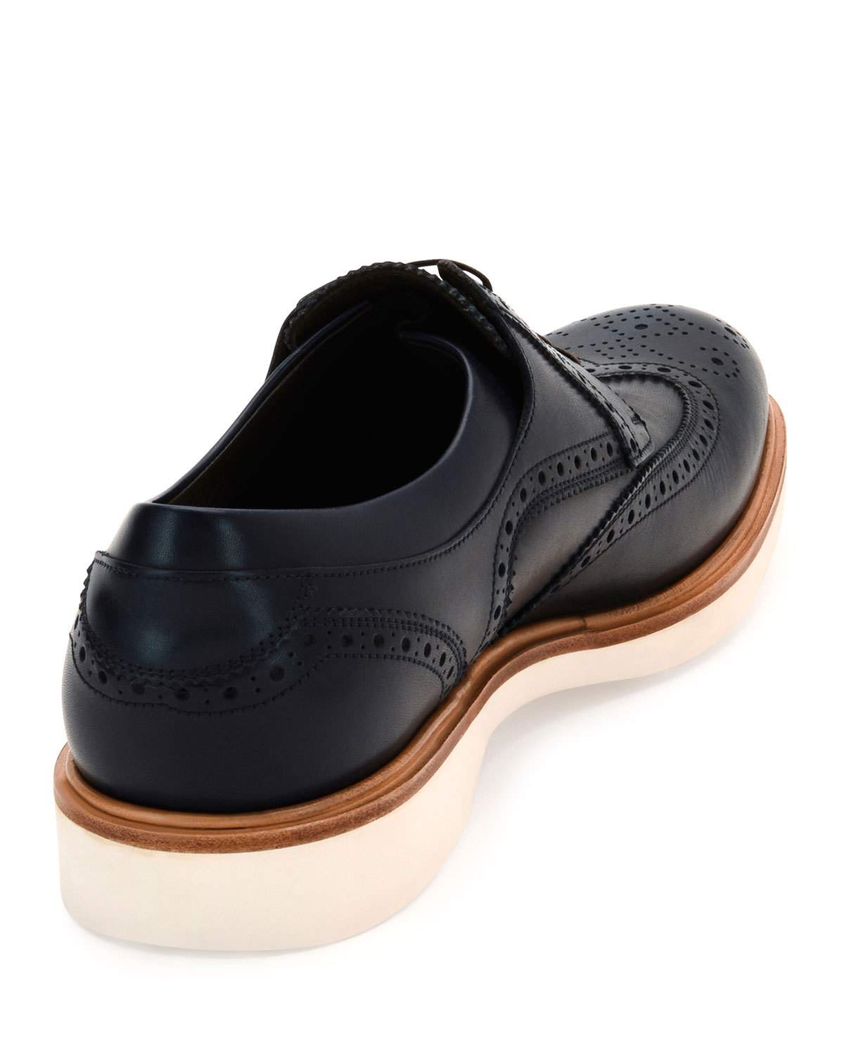 Fontana Wing-Tip Oxford w/Contrast Sole, Blue Marine