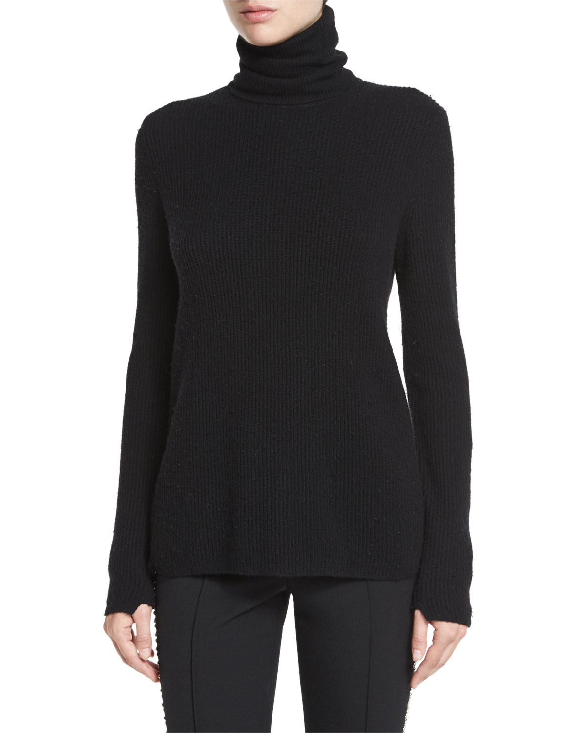 Pippa Ribbed Wool-Blend Sweater, Black