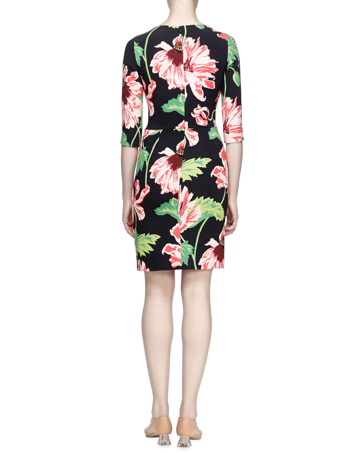 Ada Floral-Print Sheath Dress, Black