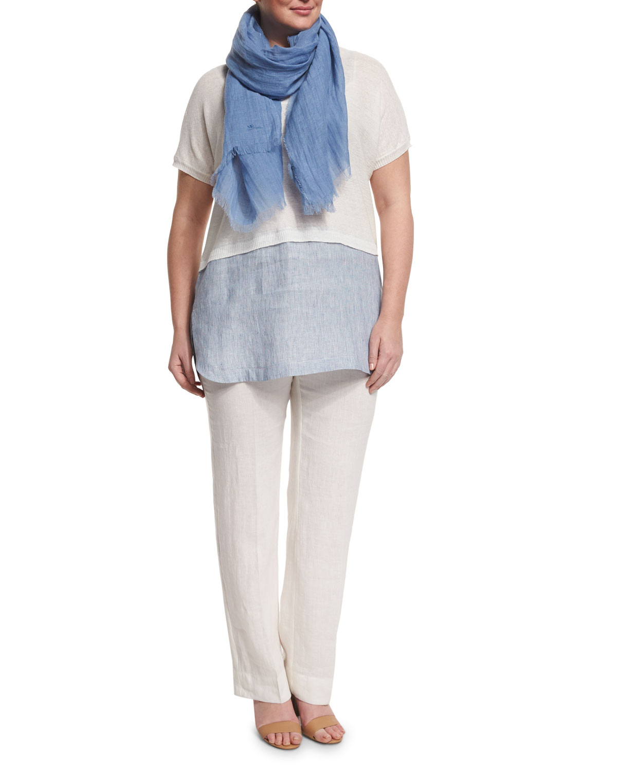 Short-Sleeve Tunic with Shirttail Hem, Plus Size 