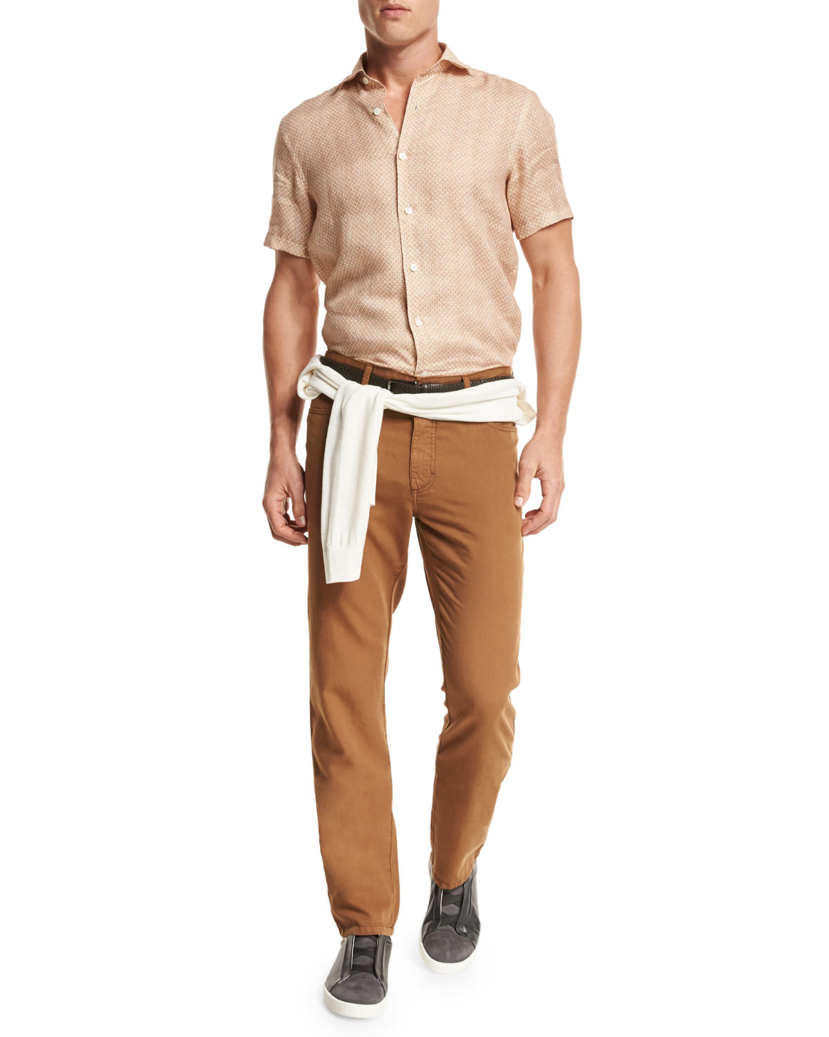 Five-Pocket Straight-Leg Pants, Cognac