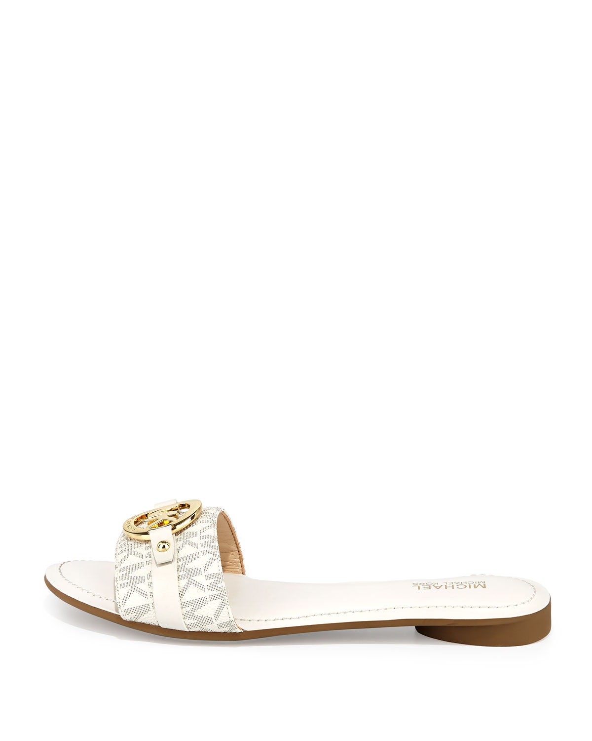 Molly Flat Logo Slide Sandal, Vanilla