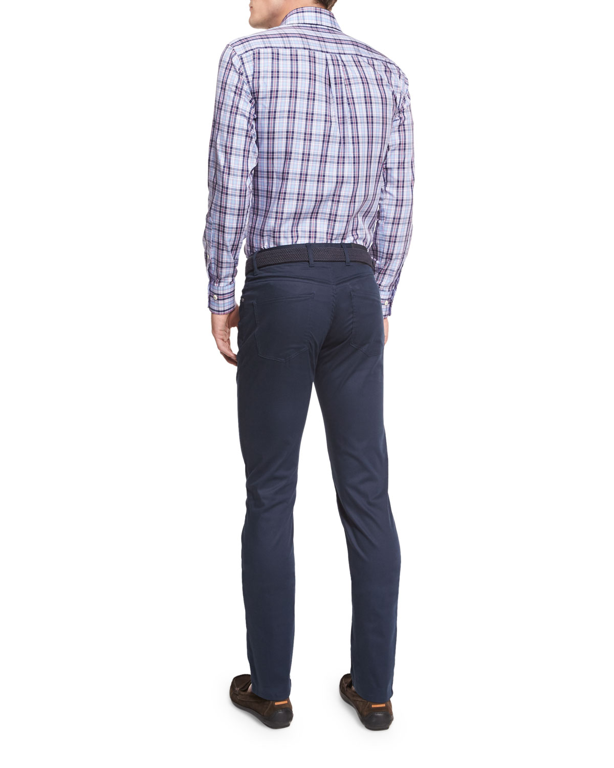 Plaid Sport Shirt, Navy Multi
