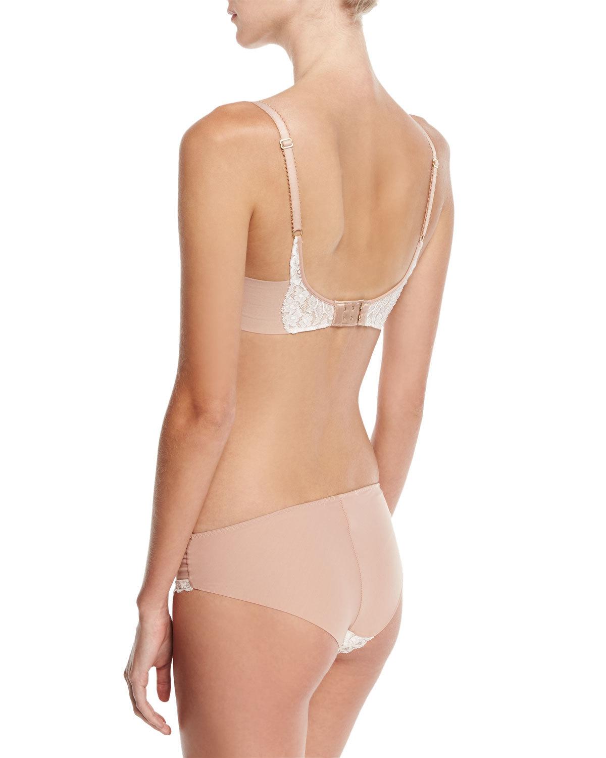 Bella Admiring Lace-Trim Bikini Briefs, Pink