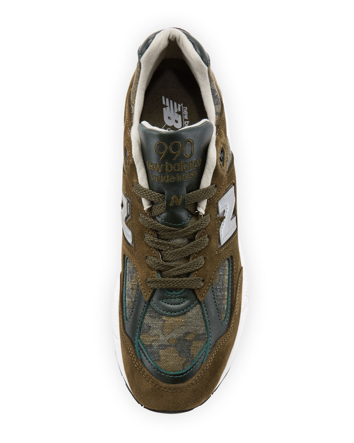 990 Distinct Leather-Suede Sneaker, Green-Olive