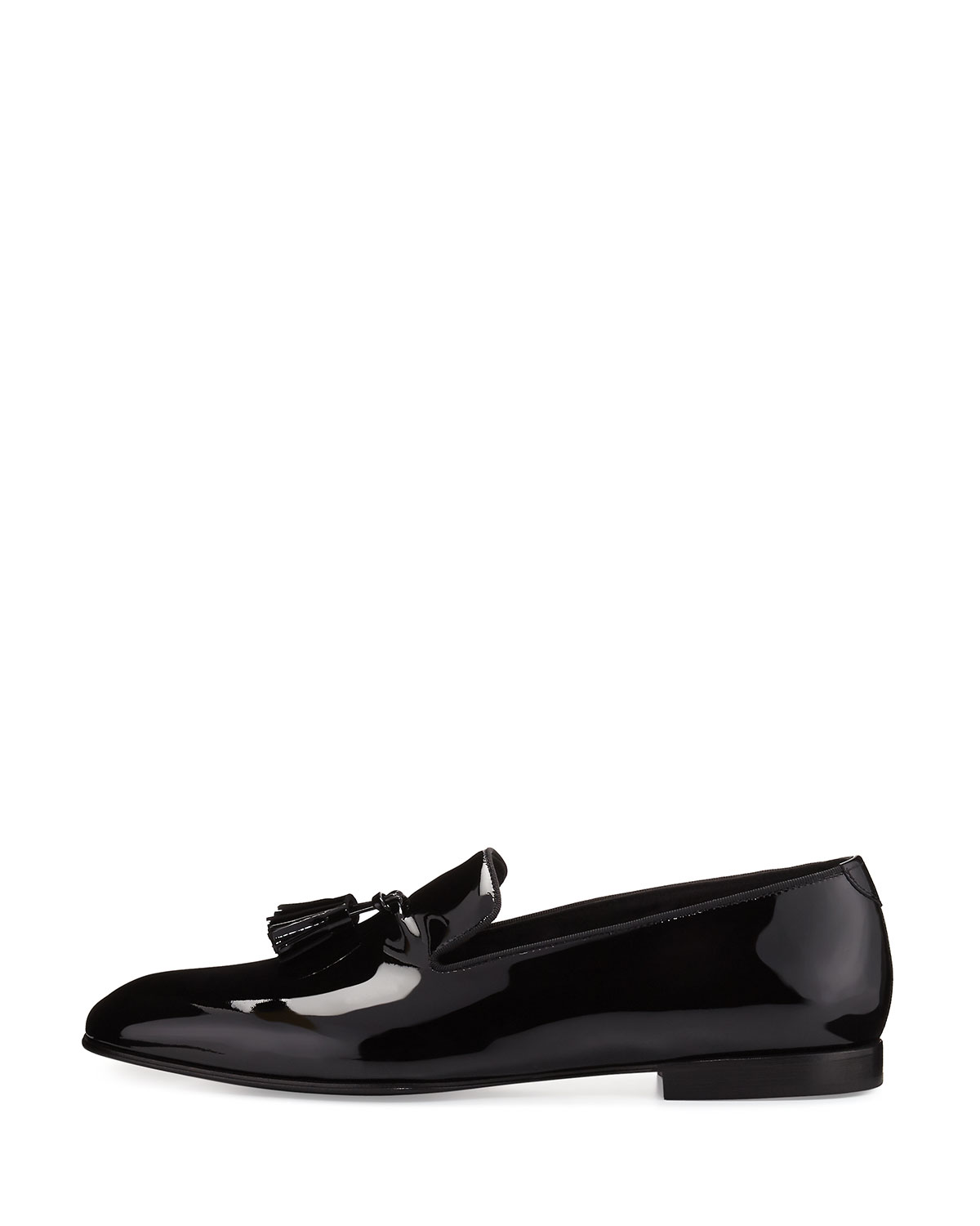 Chesterfield Patent Leather Tassel-Front Loafer, Black